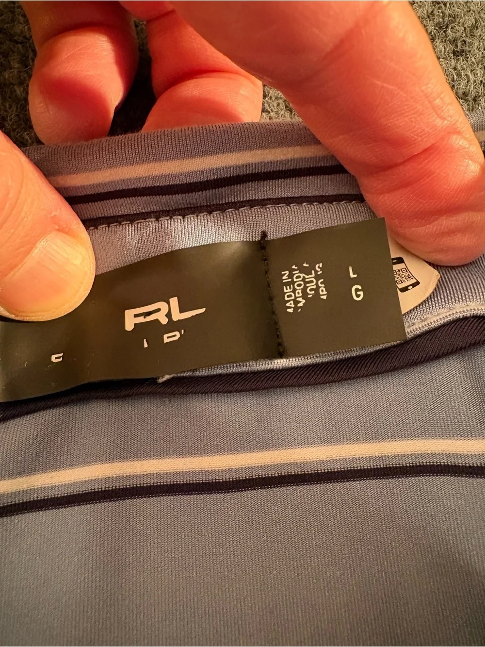 Ralph Lauren RLX Men’s Large Blue Striped Performance Golf Polo